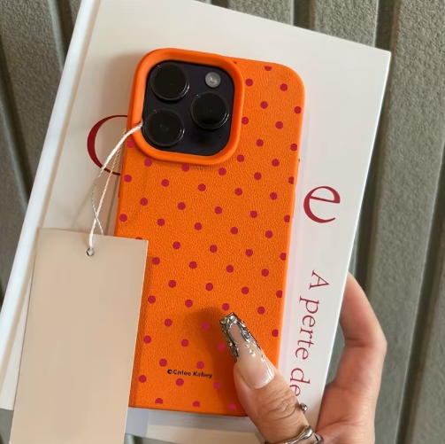 Coque de téléphone Chic Rose rouge à pois, motif Lichee