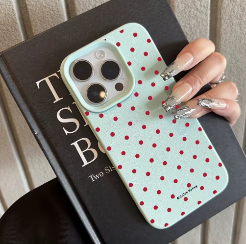 Coque de téléphone Chic Rose rouge à pois, motif Lichee