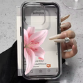 Coque transparente rose romantique motif lys pour IPhone